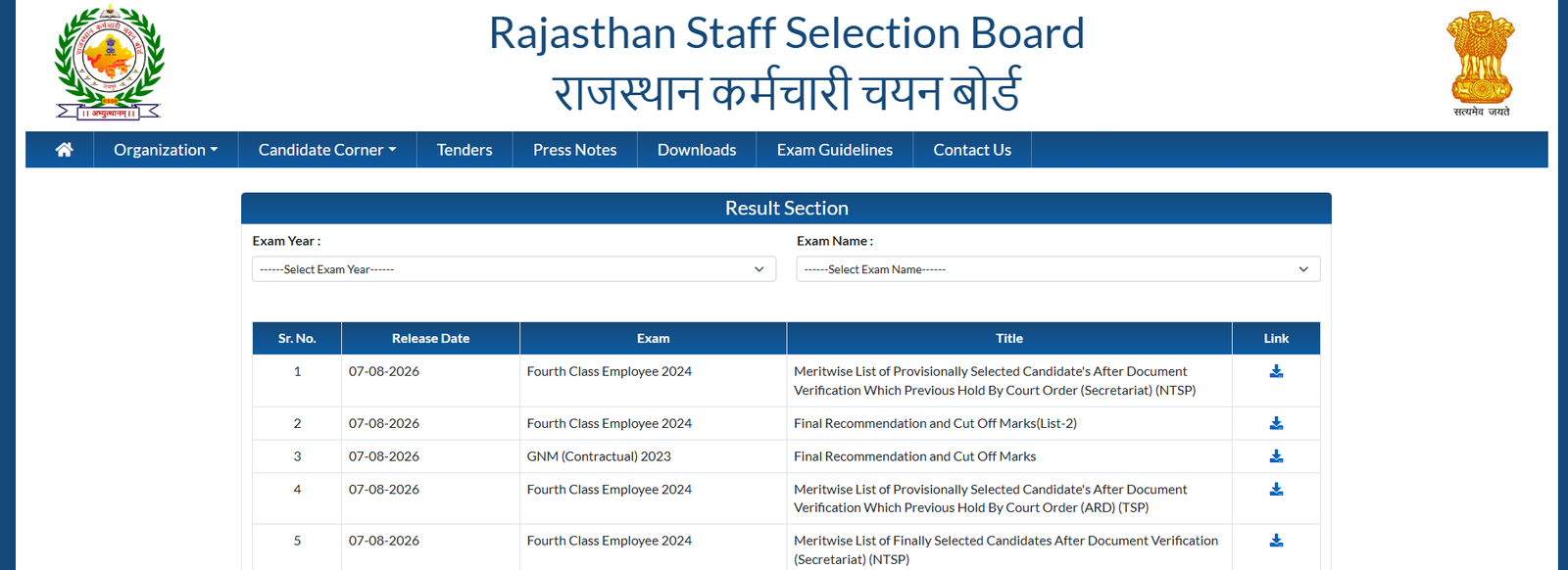 Rajasthan 4th Grade Result 2026