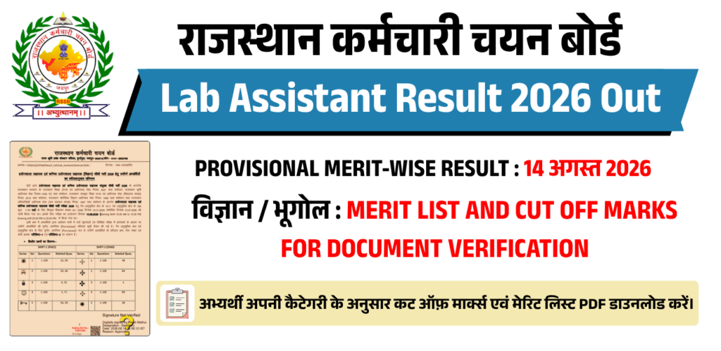 Rajasthan Lab Assistant Result 2026